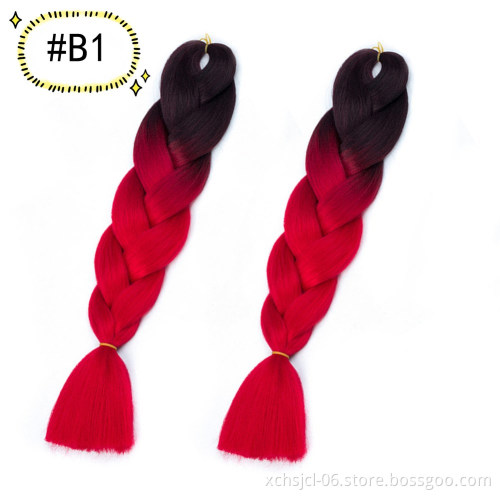 Jumbo Braiding Hair Extensions Braiding Hair 24 Inch Ombre Multiple Tone Colored Synthetic Hair for Women